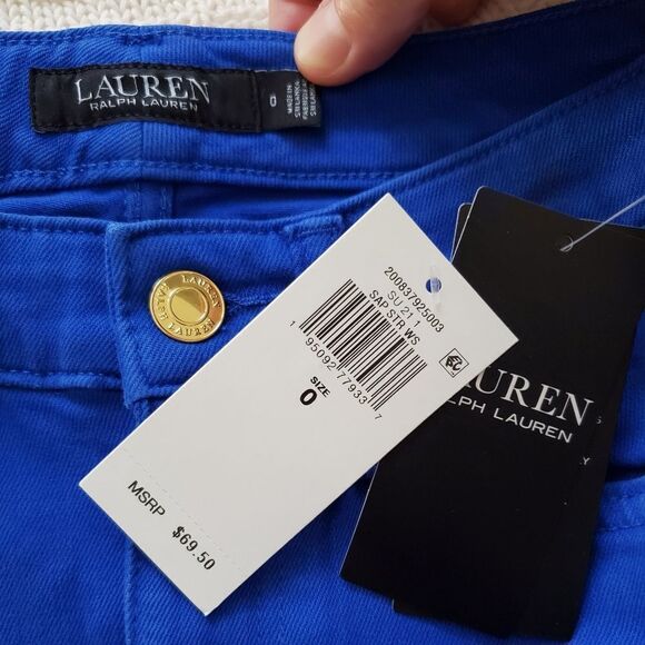 NEW! Ralph Lauren Mid-Rise Denim Bermuda Shorts - size 0 in Cobalt Blue - Picture 8 of 10